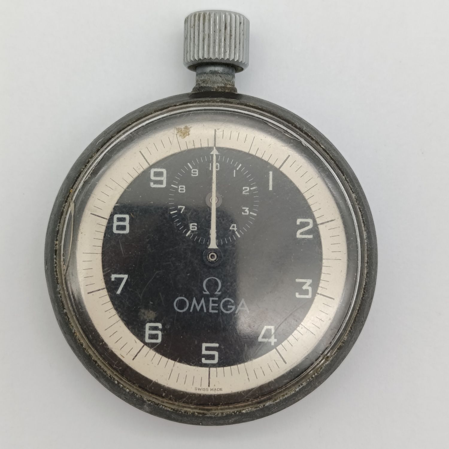 Vintage Omega 10 minute mechanical stopwatch - working press button is sticky