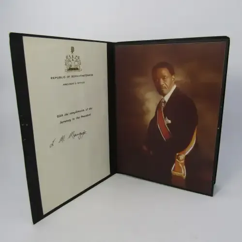 Signed commemorative photo booklet of Lucas Mamgope. Leader of Bantutstan Bophuthatswana