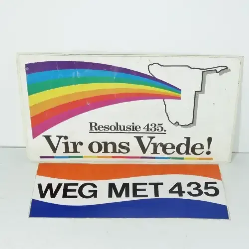 Original stickers both Pro and Anti Resolution 435 (South West Africa Border War)