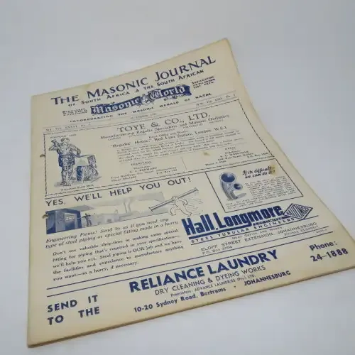 Masonic Journal of South Africa - 2 Magazines - October 1945 - December 1945