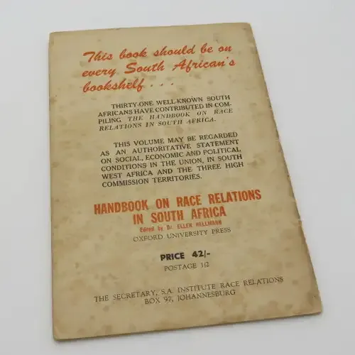 Original 1950`s booklet on the group areas act as issued by the Institute of Race Relations