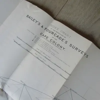 Index Chart of the reduction of Bailey`s Fourcade`s surveys in Cape Town - late 1600`s - 180 x 75cm