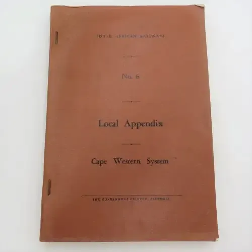 South African Railways Cape Western System No 6 book - Local Appendix