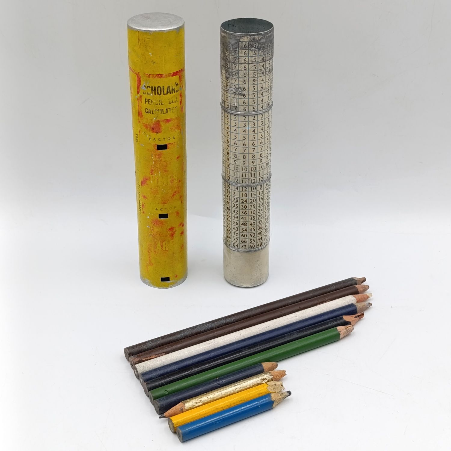 Vintage Scholar pencil box calculator