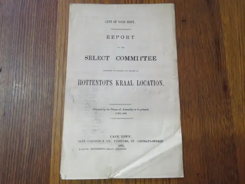 Cape of Good Hope report of the select committee appointed to consider and report on Hottentot`s