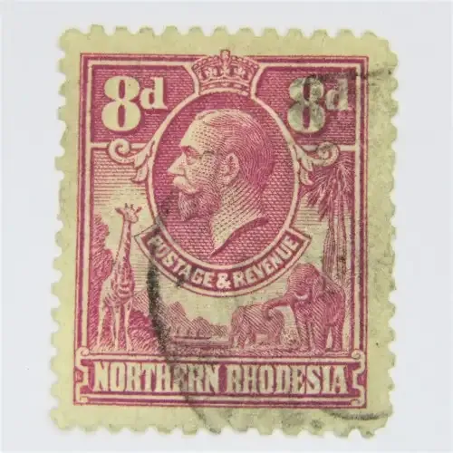 Northern Rhodesia 1925 Definitive issue SACC 8 used 8 penny stamp