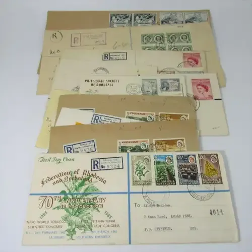 Lot of 14 Southern Rhodesia and Nyasaland Postal / First Day Covers