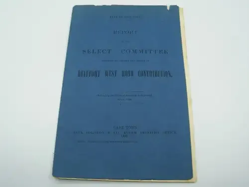 1880 Cape of Good Hope report ordered by the House of Assembly on Beaufort West Road Contribution