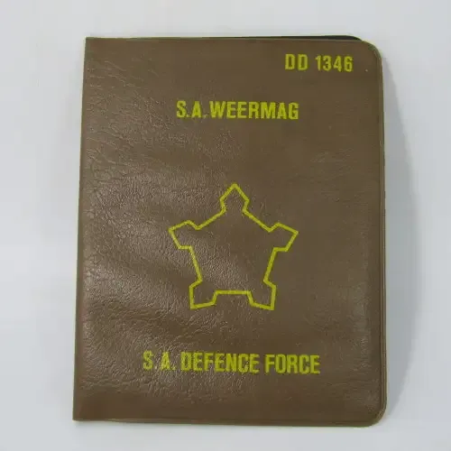 South Africa Defence Force DD1346 ID cover plus heatstroke card &amp; musts &amp; donts card for leaders