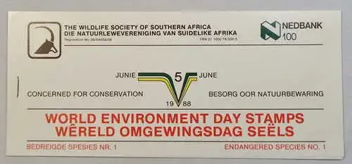 1988 Booklet With 50 World Environment day stamps - Endangered Species No.1 ( Venda Tourism )