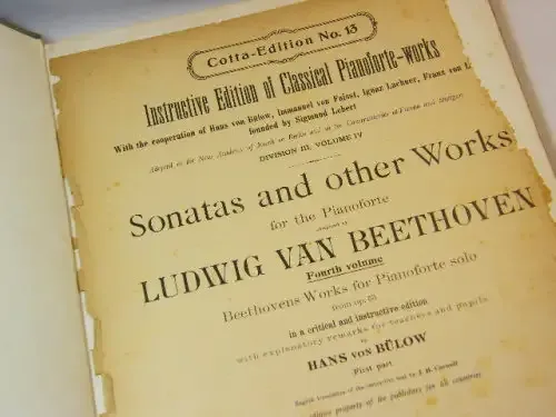 1891 Cotta Edition No.13 Sonatas and other works - Ludwig van Beethoven (Vol 4)
