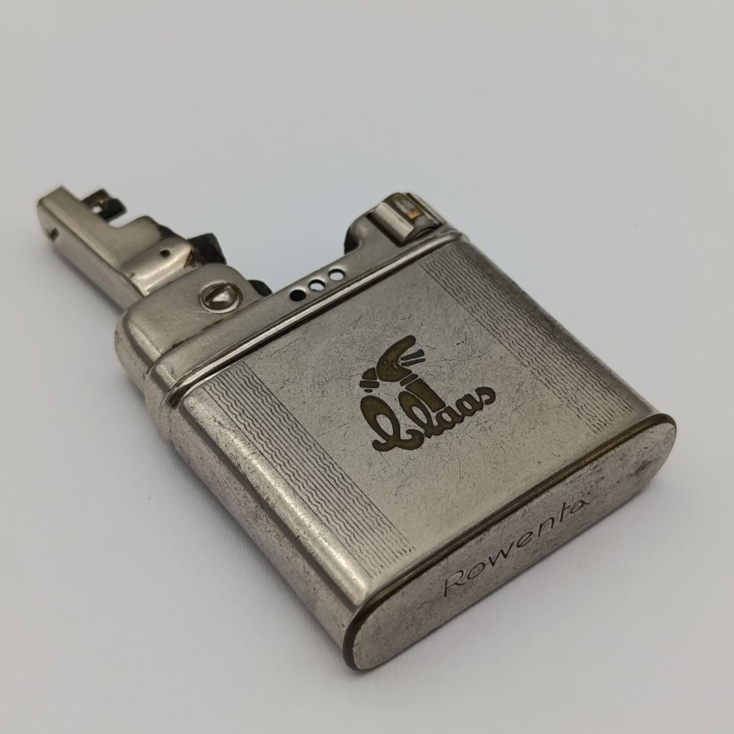 Vintage Rowonta pocket lighter with Claas advertising - working