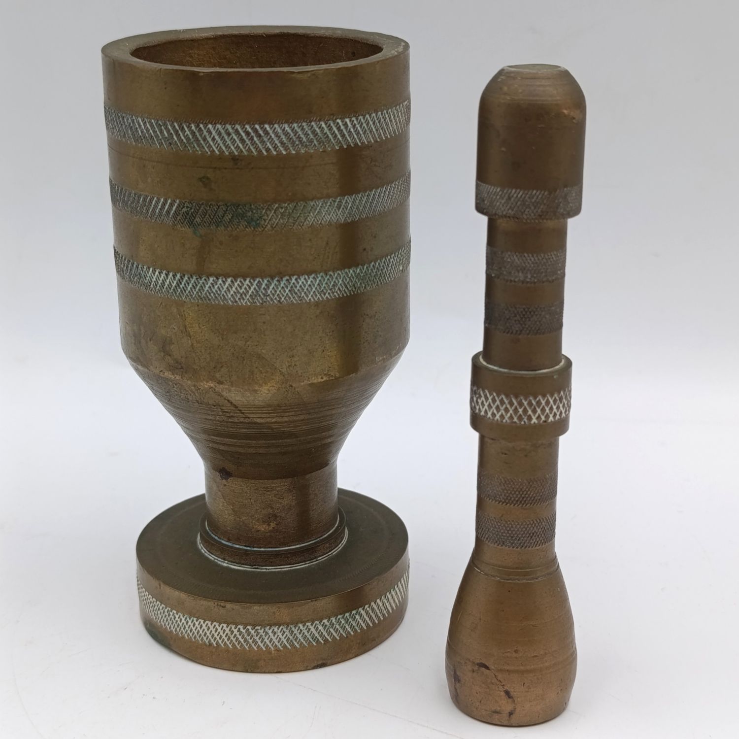 Vintage solid brass handmade mortar and pestle