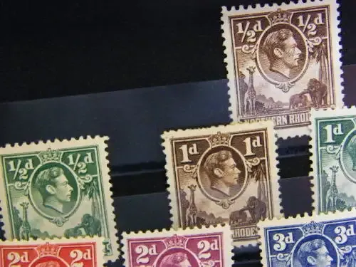 Northern Rhodesia - Lot of 15 stamps - Gibbons 25-28, 30, 32-34, 36-42