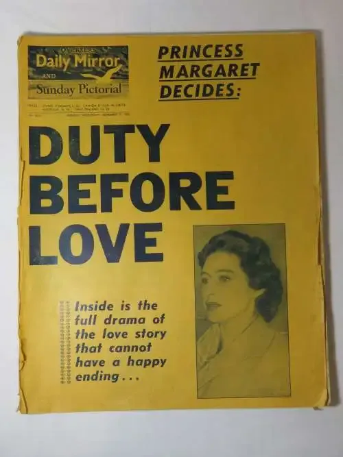 Overseas Daily Mirror and Sunday Pictorial Wednesday November 9 1955 `Duty before love`