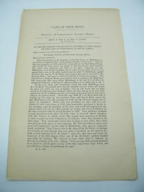 1958 Cape of Good Hope petition of Christoffel Jacobus Botha - as per photo