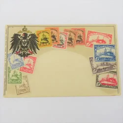 Deutsch Sudwest Afrika antique unused postcard with pictures of stamps of German South West Africa