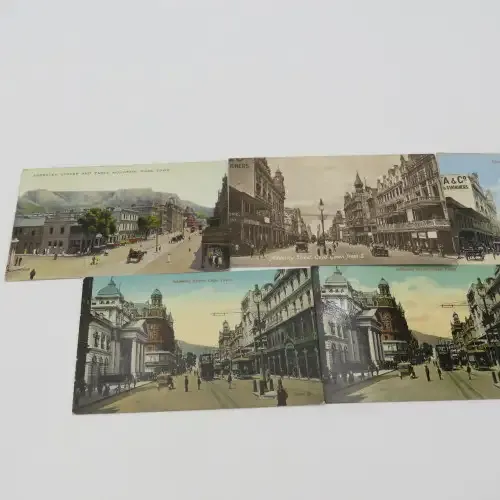 Lot of 6 vintage and antique postcards with pictures of Adderley Street Cape Town