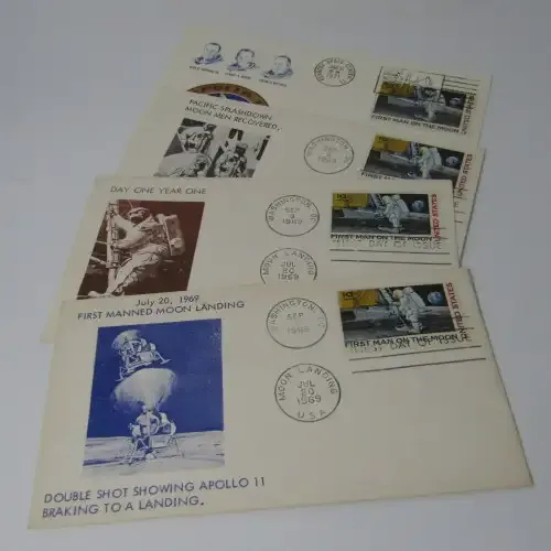 Lot of 4 Moon Landing Covers dating from 1969 to 1971