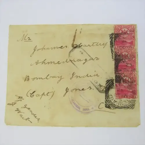 Boer War Censored cover front from Uitenhage South Africa to Bombay India 28 May 1901