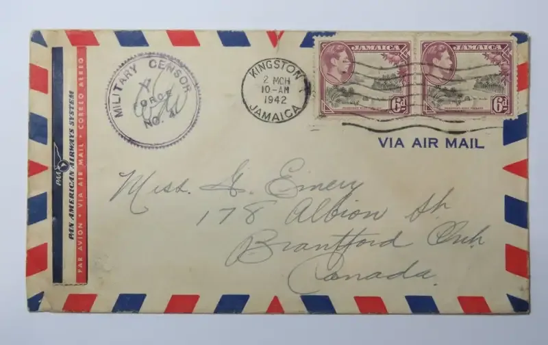 Air America Airways system tag on military censored Y Force envelope posted during WW2