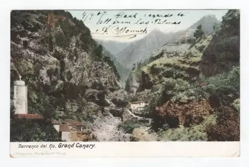 Postal History - Card from Las Palmas to Cape Town by postal boat - Note outgoing cancellation is CT