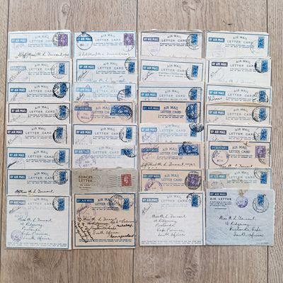 Lot of 31 WW2 period letter cards sent to miss (Staff Sgt) ML Tennant stationed in Simonstown by Trooper Robin Bell first from Training camp in Durban and later from Egypt.