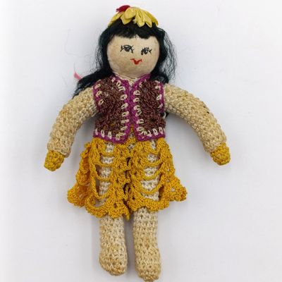 Vintage Japan Crochet Knitted doll, handmade miniature Dollhouse doll