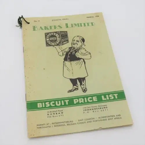 March 1938 Bakers Limited Biscuit price list