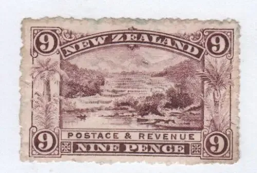 New Zealand 1898 Pictorials 9d mint - Hinged - The Pink Terraces - S.G. 306 - Original GVM