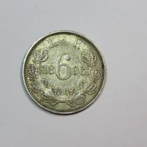 1896 ZAR Kruger 6d sixpence AU
