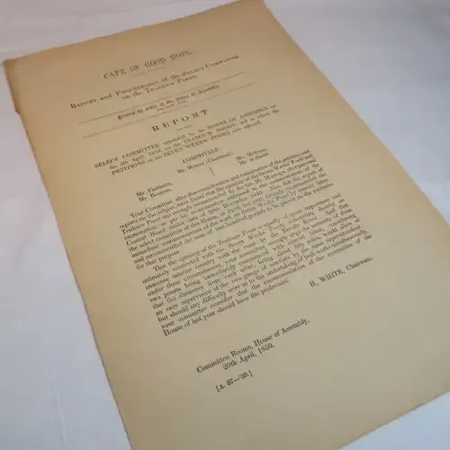 1859 Cape of Good Hope report of select committee on the opening of the Tradouw Poort