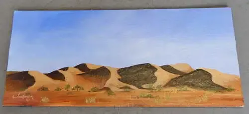 Dessert Dune Scene by Connie Leeferink - Oil painting on canvas on board - Size 19 x 43,5 cm