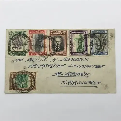 BSA Company Golden Jubilee Southern Rhodesia first day cover with SACC 55-62 (SACC 62 stamp on back)