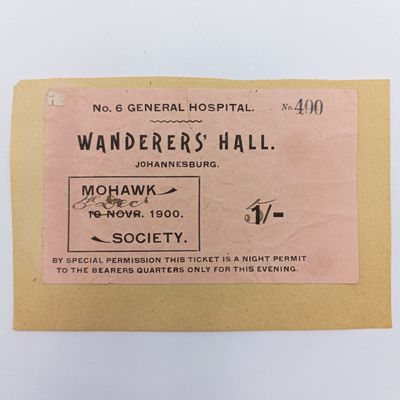 Boer War period 1900 permit for the General Hospital Johannesburg 1 shilling overprinted 5 shillings
