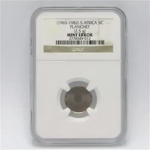 1965 - 1982 South Africa 5c Planchet 2.5g mint error graded by NGC
