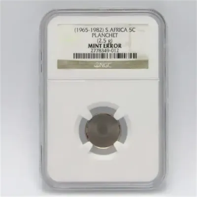 1965 - 1982 South Africa 5c Planchet 2.5g mint error graded by NGC