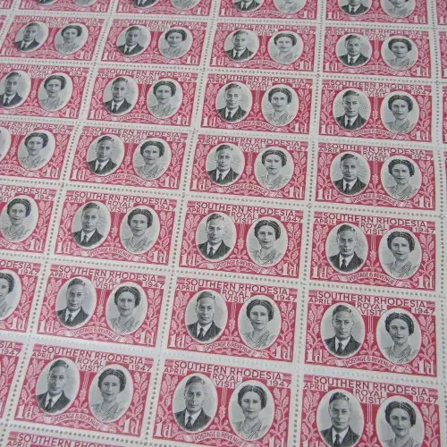 Southern Rhodesia stamps - full sheet SACC 65 - Royal Visit 1947 - Sheet no. 46
