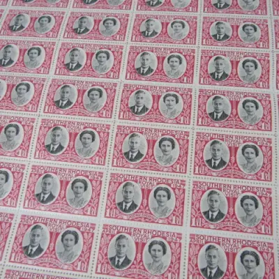 Southern Rhodesia stamps - full sheet SACC 65 - Royal Visit 1947 - Sheet no. 46