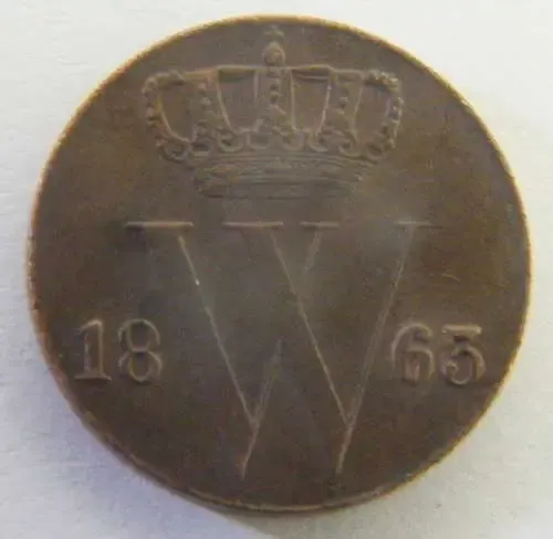 1863 Netherlands 1/2 cent - AU+