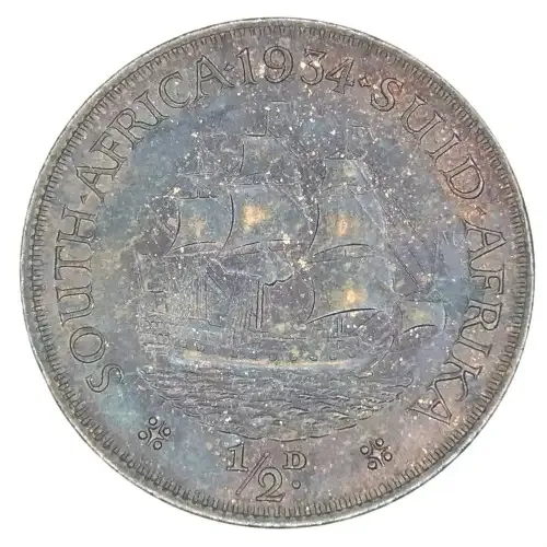 1934 SA Union Half Penny - UNC exceptional with toning