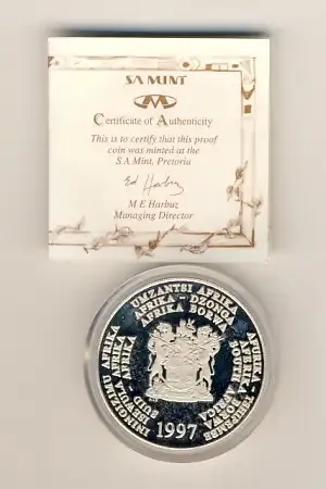 1997 RSA silver proof R2 Seahorse in SAM box with certificate - very difficult to get