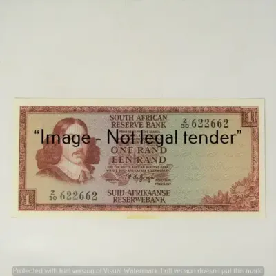 TW de Jongh 2nd Issue R1 replacement note Z30 - 622662 - uncirculated with stain bottom