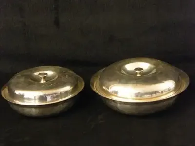 Pair of Birmingham electroplated serving dishes with deviders - excellent condition &amp; high quality