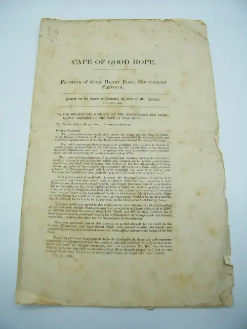 1864 Cape of Good Hope petition of John Henry Ford - as per photo