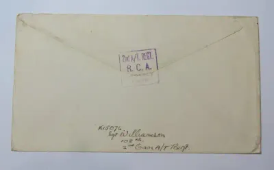 WW2 cover from 2nd Canadian INF. DIV Essex to Vancouver, Canada on Salvation Army Stationery
