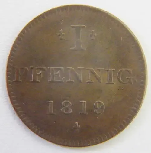 1819 German States 1 Pfennig - AU+