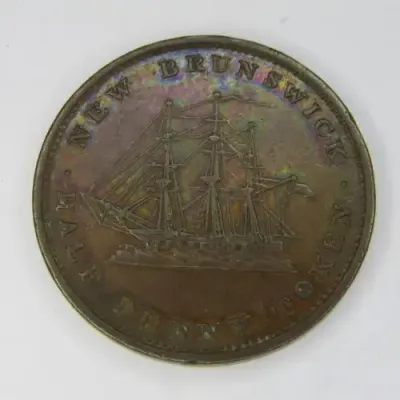 1843 Canada New Brunswick token half penny token - XF
