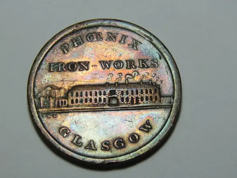 Scotland 1813 Copper one penny Phoenix Ironworks Glasgow Token