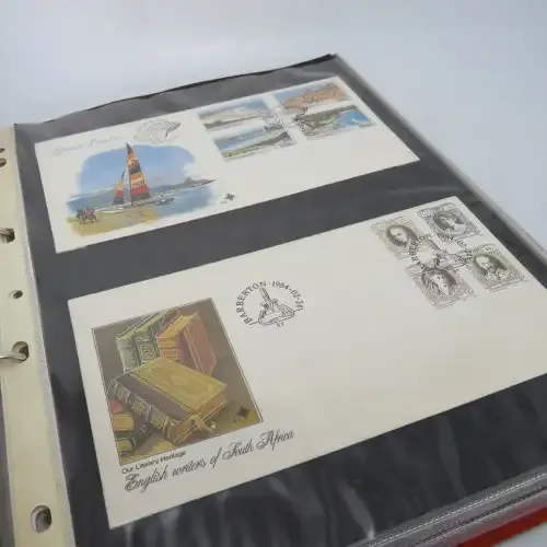 Loose leaf album with more than 40 South Africa First day covers and other items